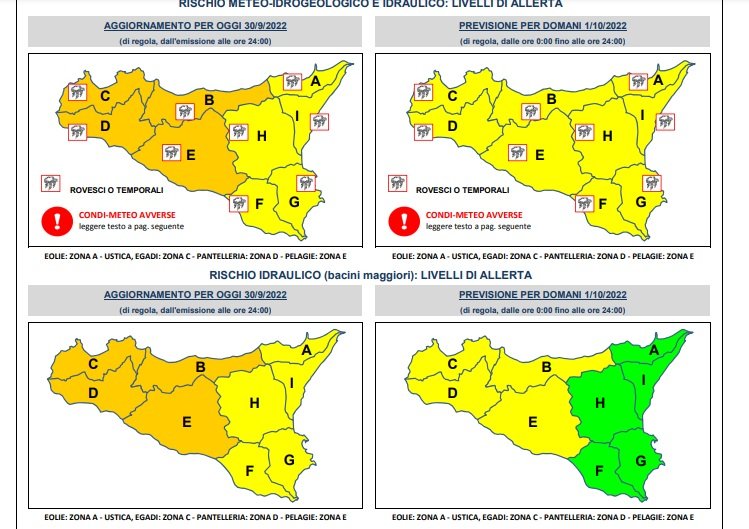 Avviso di protezione civile per il rischio meteo-idrogeologico