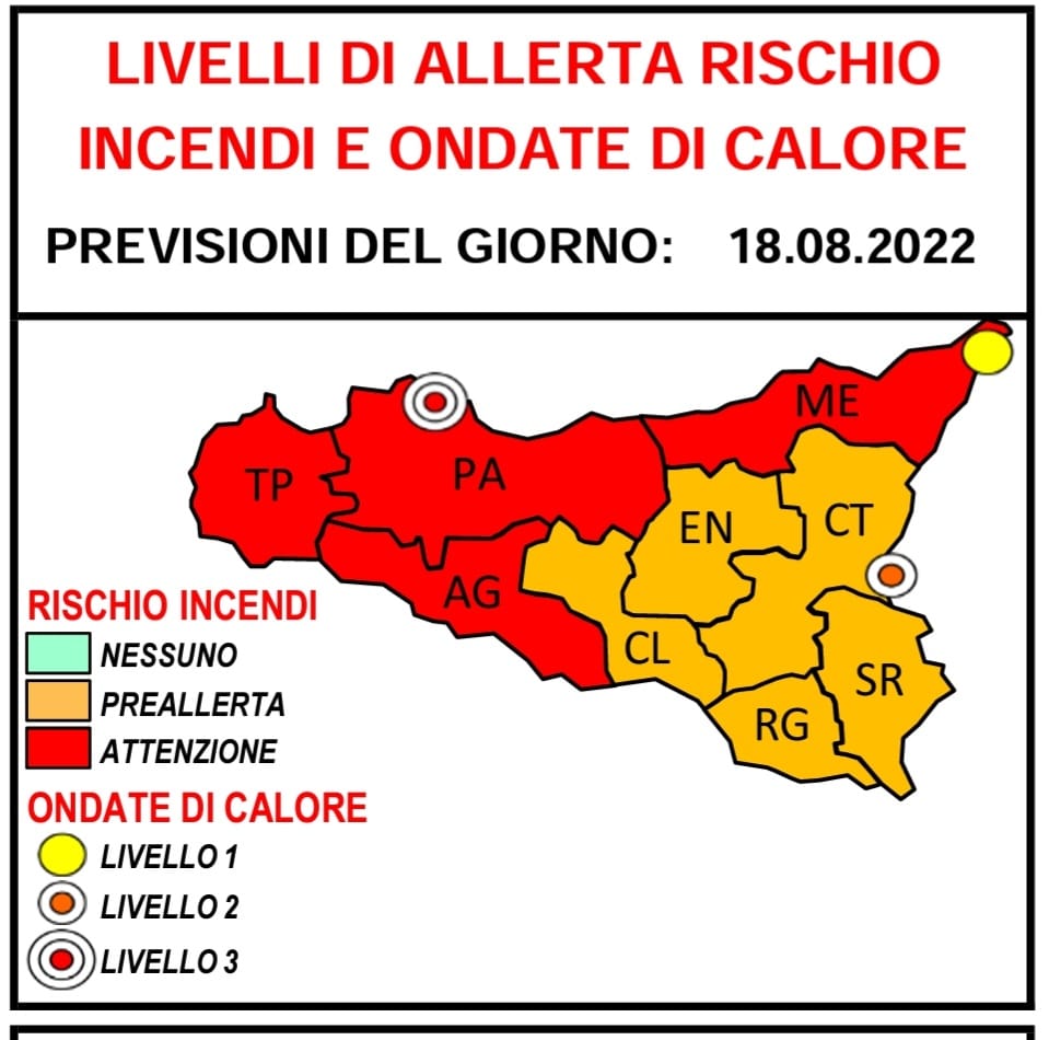 Livello 3 di allerta rischio incendi e ondate di calore