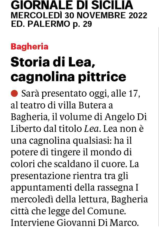 GDS 30/11/2022Storia di Lea la cagnolina