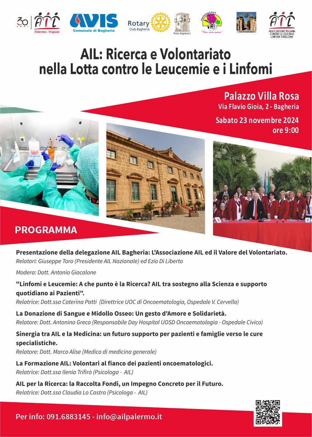 AIL: Convegno sulla Ricerca e volontariato nella lotta contro le Leucemie e i Linfomi a villa Rosa.