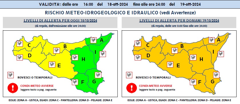 Bollettino protezione Regione Siciliana - Dipartimento Regionale della Protezione Civile