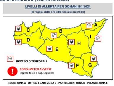 Bollettino della Protezione civile:Allerta gialla in atto sino a domani alle 24