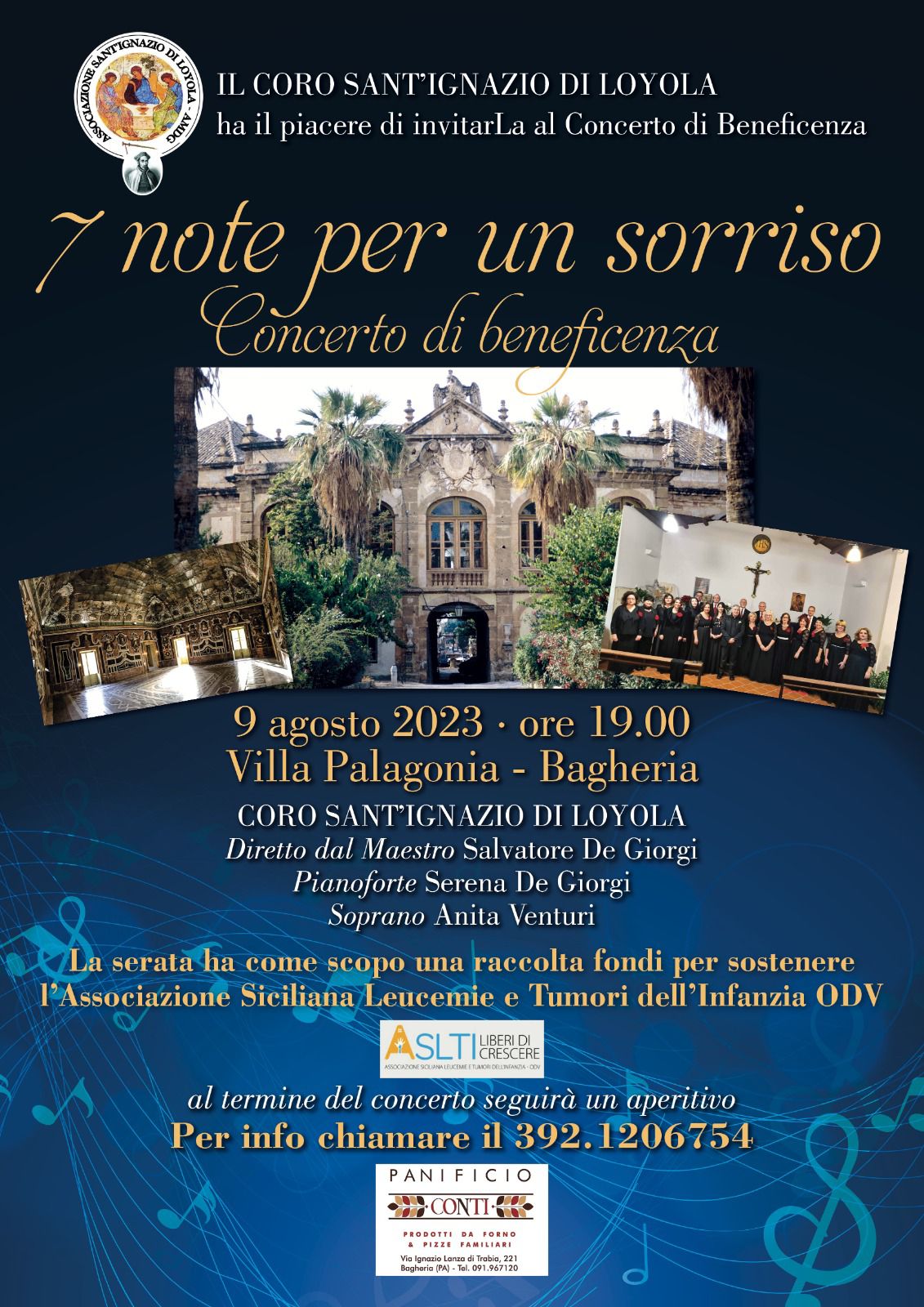  "Sette note per un sorriso": Concerto di beneficenza del coro Sant’Ignazio di Loyola il 9 agosto a villa Palagonia. 