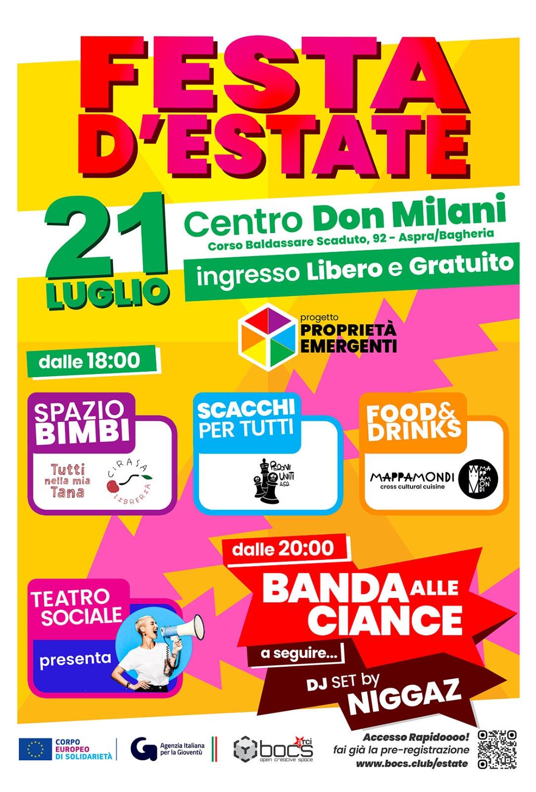 “Festa D'Estate” al Centro Don Milani