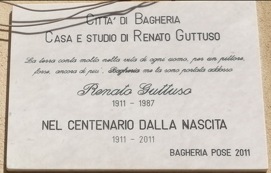 targa sulla casa di Guttuso