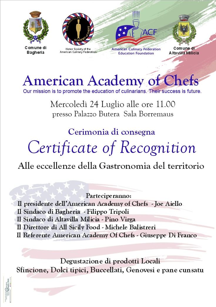L'American Academy of Chefs premia le eccellenze della gastronomia locale