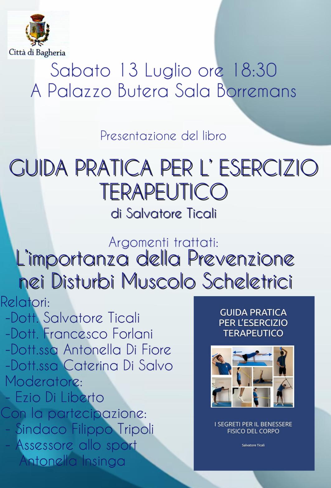 Presentazione del libro: “ Guida pratica per l'esercizio terapeutico” di Salvatore Ticali a villa Butera.