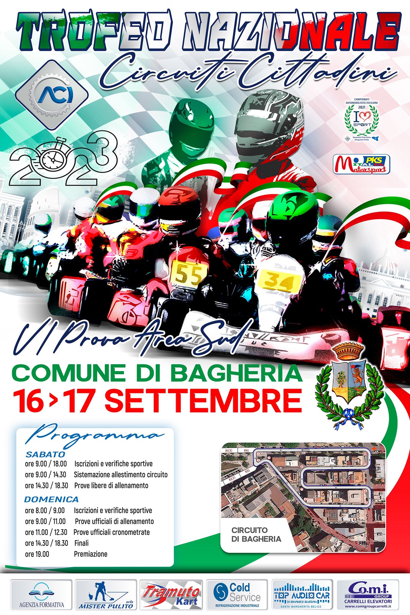 A Bagheria la 6^ prova Sud Trofeo Nazionale ACI Circuiti Cittadini di Kart 16/17 settembre 2023