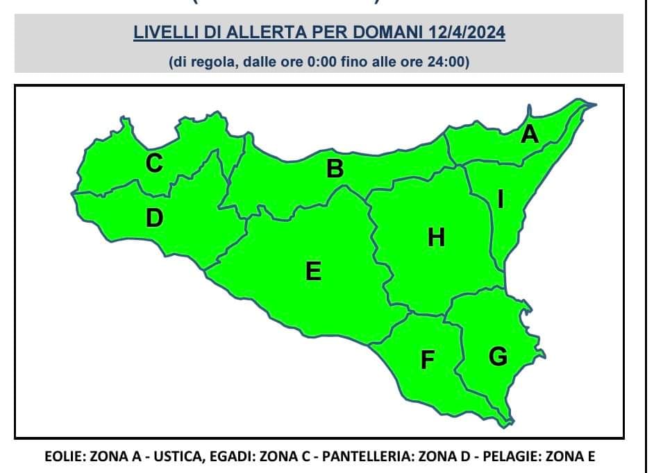 Bollettino meteo protezione civile per giorno 12 aprile 2024