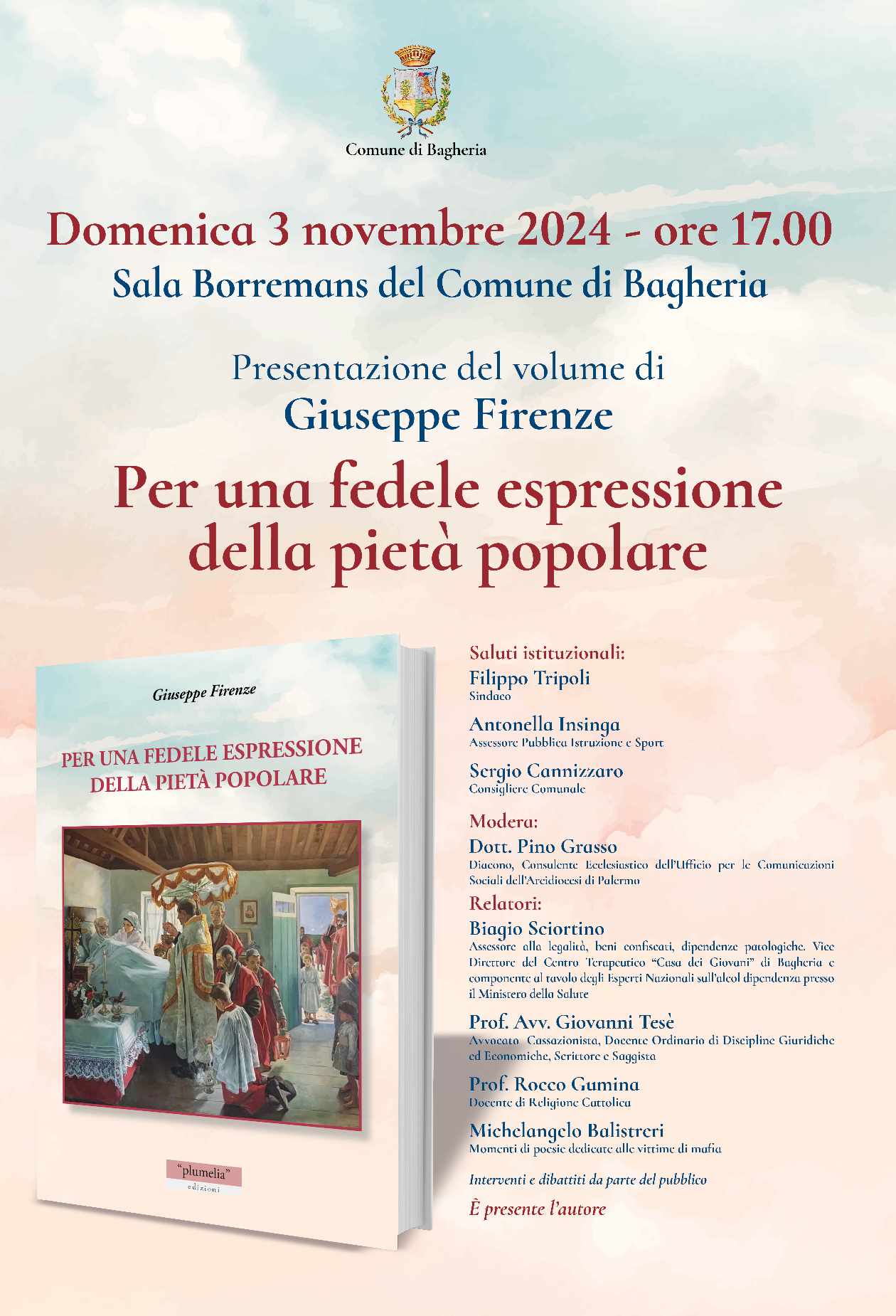 Presentazione del libro: “ Per una fedele espressione della pietà popolare”di Giuseppe Firenze a villa Butera.