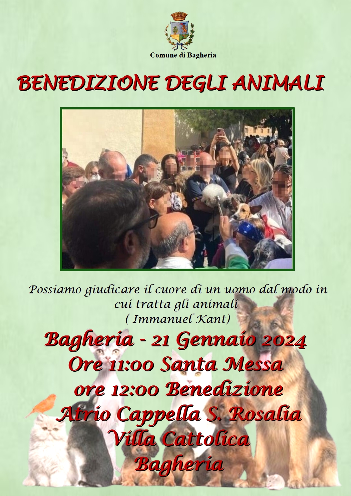 Domenica 21 gennaio a villa Cattolica la benedizione degli animali