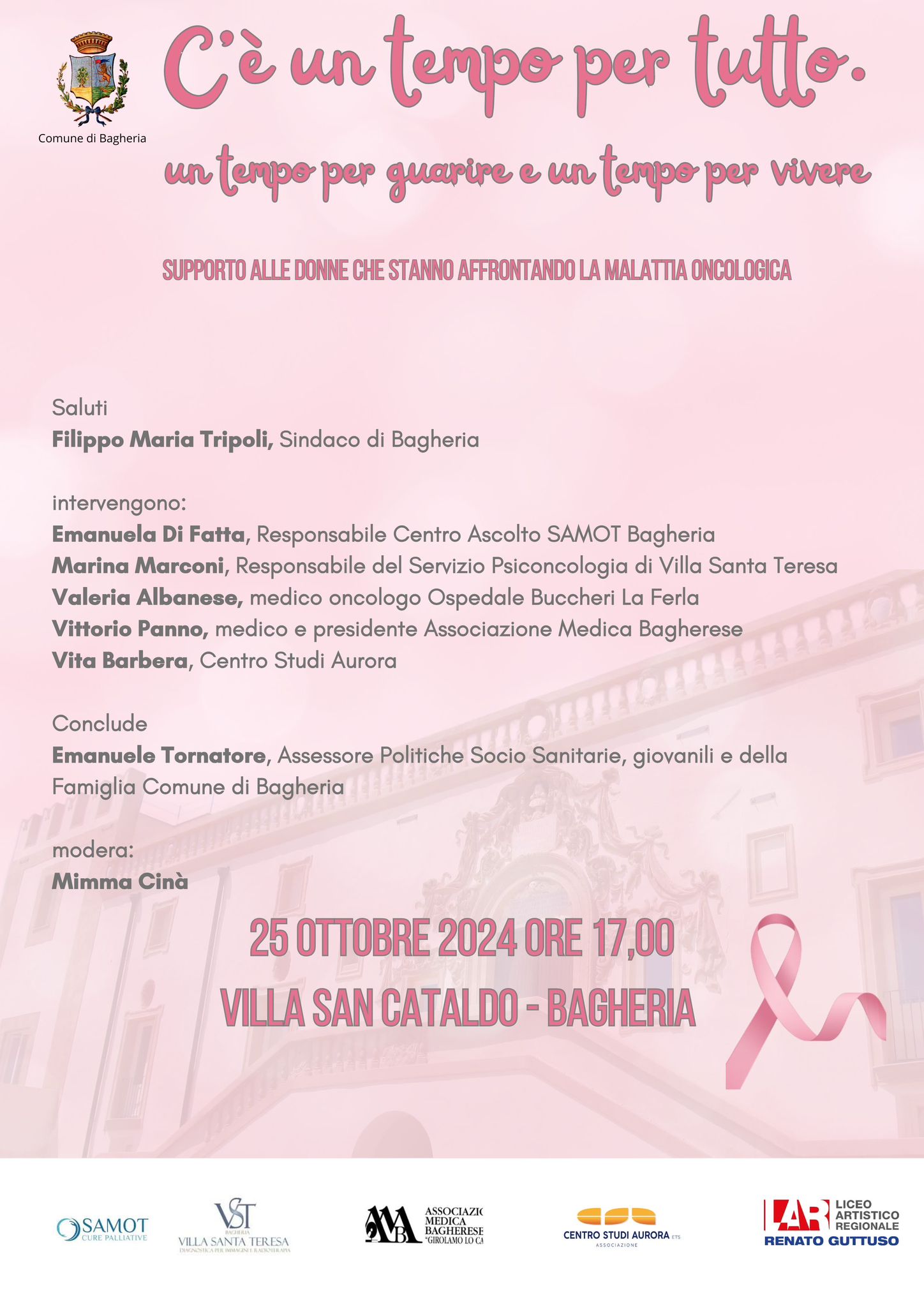 Bagheria si tinge di rosa per la prevenzione del tumore al seno: Evento a villa San Cataldo