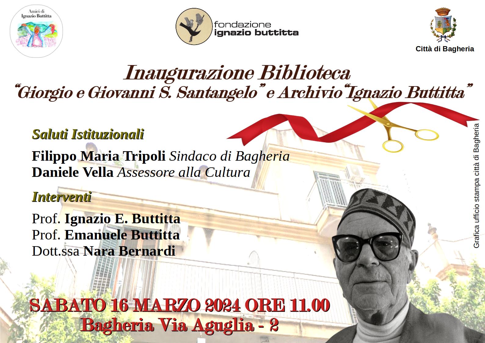 Apre i battenti a Bagheria, in via Aguglia,   la Biblioteca Giorgio e Giovanni S. Santangelo e l'Archivio "Ignazio Buttitta" 