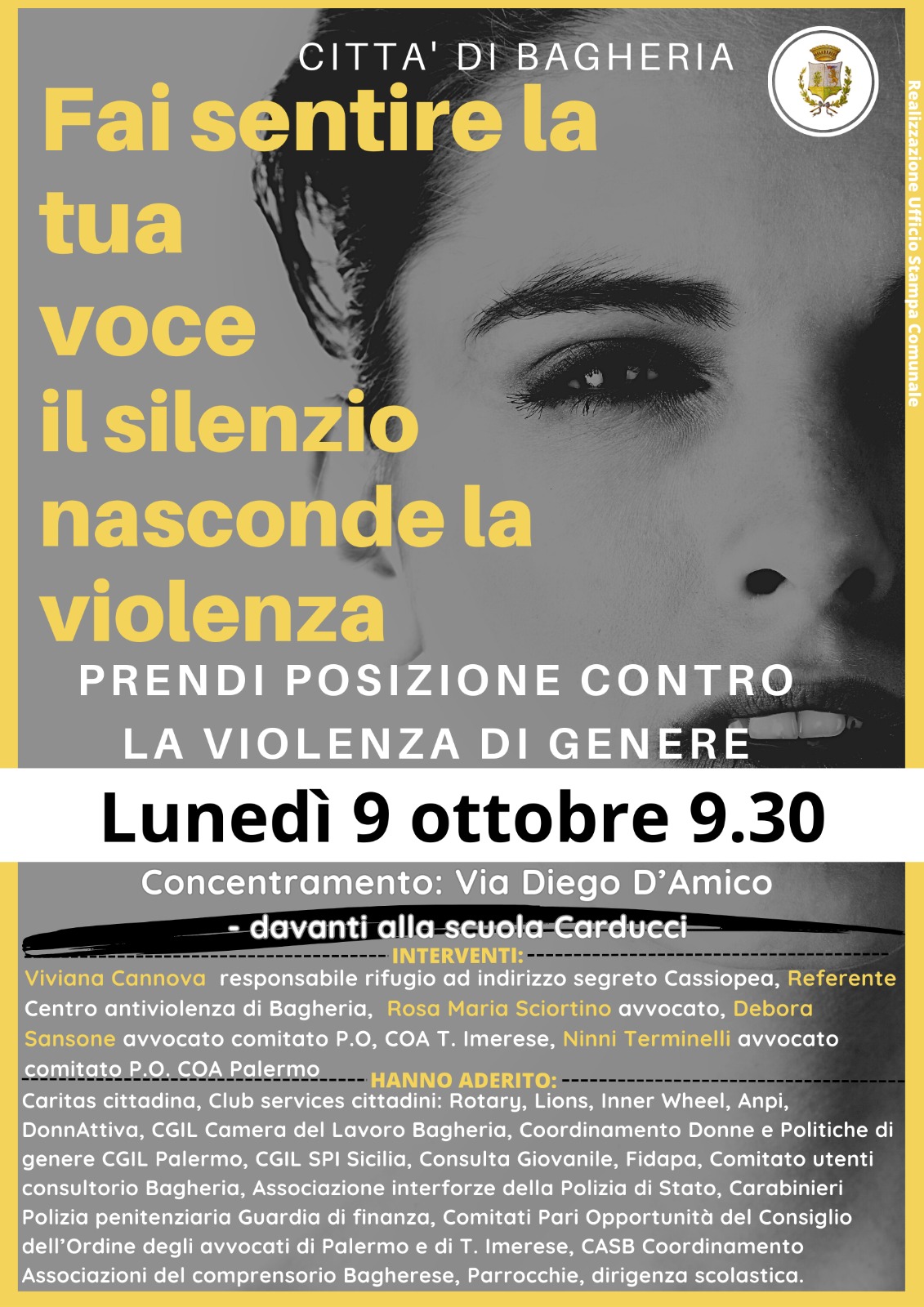Manifestazione contro la violenza sulle donne: lunedì 9 ottobre 