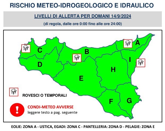 Notizie dalla Protezione civile per oggi 14 settembre