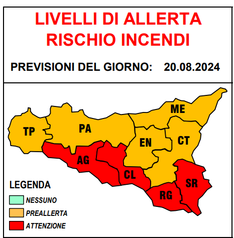 Bollettino Protezione civile Previsioni pr domani 20 agosto 2024