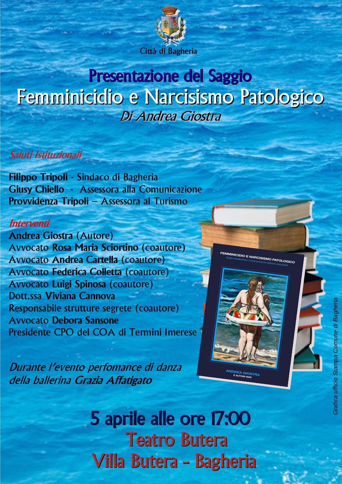 Presentazione del saggio: “Femminicidio e narcisismo patologico” al teatro di villa Butera