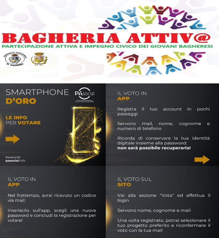 Premio Smartphone d'Oro 2024: Da domani è possibile votare per il progetto: "Bagheria Attiva".