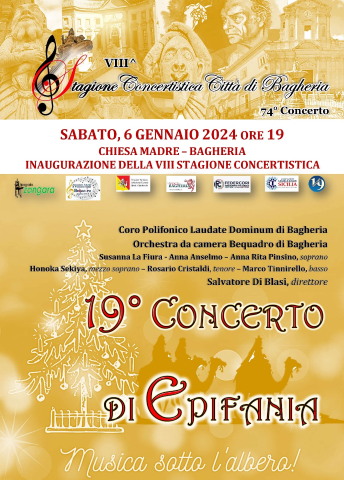 Concerto di Epifania diretto da Salvatore Di Blasi del Coro Laudate Dominum di Bagheria, sabato 6 Gennaio 2024 alle ore 19:00.