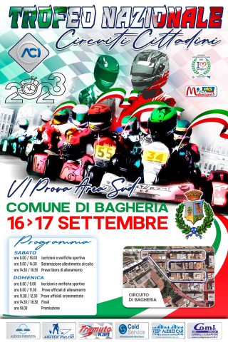 A Bagheria la 6^ prova Sud Trofeo Nazionale ACI Circuiti Cittadini di Kart 16/17 settembre 2023