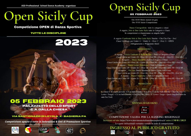 “Open Sicily CUP”. Competizione di danza sportiva al Palazzetto dello Sport.