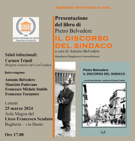 Presentazione del libro: Il discorso del sindaco” di Antonio Belvedere.