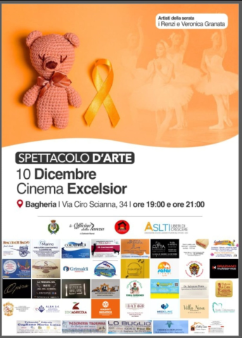 “Spettacolo D'Arte”: Evento benefico a favore dell' ASLTI - Associazione Siciliana Leucemia e Tumori Infantili domenica 10 dicembre 2023